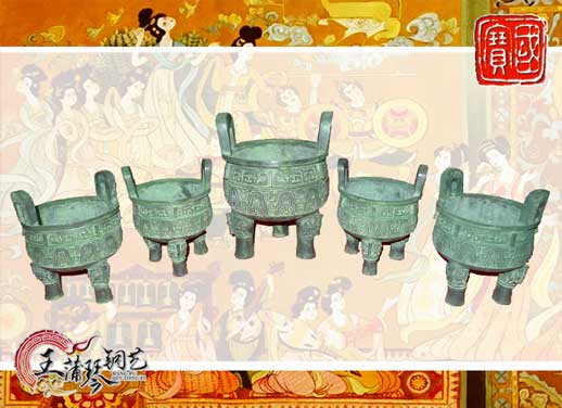 銅鼎，銅五鼎，中國鼎，佛像用鼎